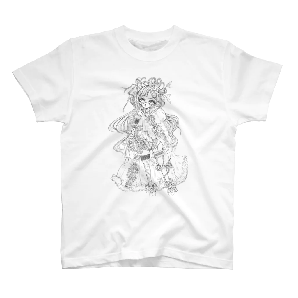 虹色孔雀の魔女。の薔薇の魔女ルージュちゃんの線画グッズ。 Regular Fit T-Shirt