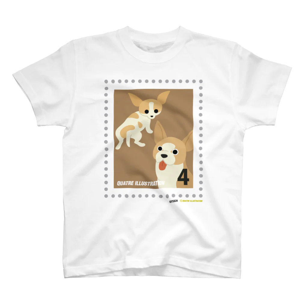 Quatre Illustrationのキャトル切手_犬03 スタンダードTシャツ