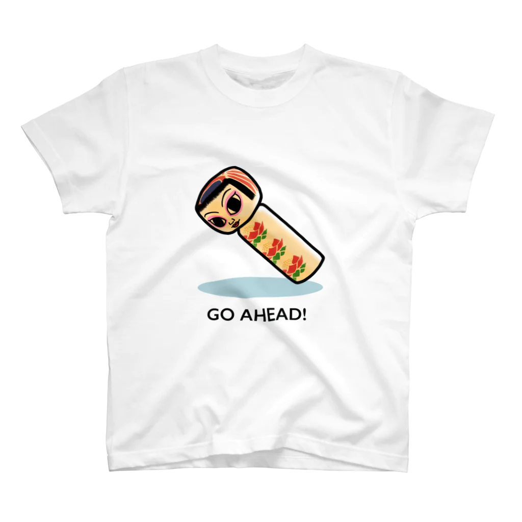 ねこや久鶻堂のKOKESHI-nglish : GO AHEAD! Regular Fit T-Shirt