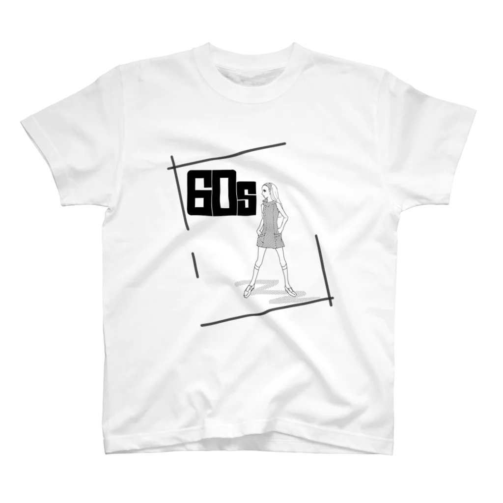 ねこ探知機の60年代レトロ☆Cute girl スタンダードTシャツ