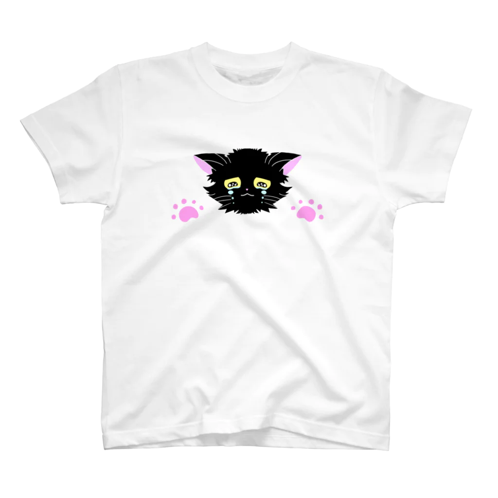 ねこねこうおの泣いてる黒猫くん Regular Fit T-Shirt