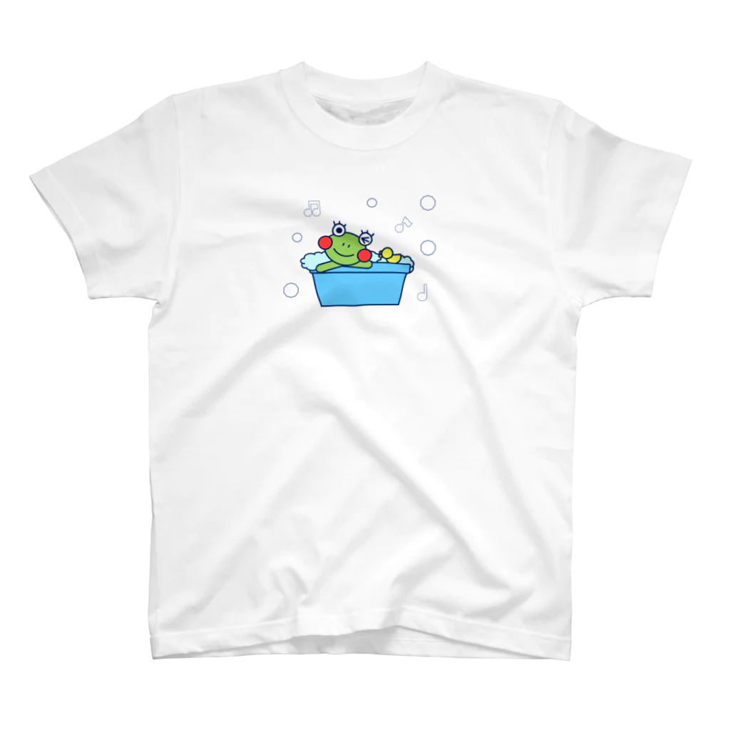 🐸かえるさんと仲間たち🐸のお風呂でのんびりなかえるさん スタンダードTシャツ