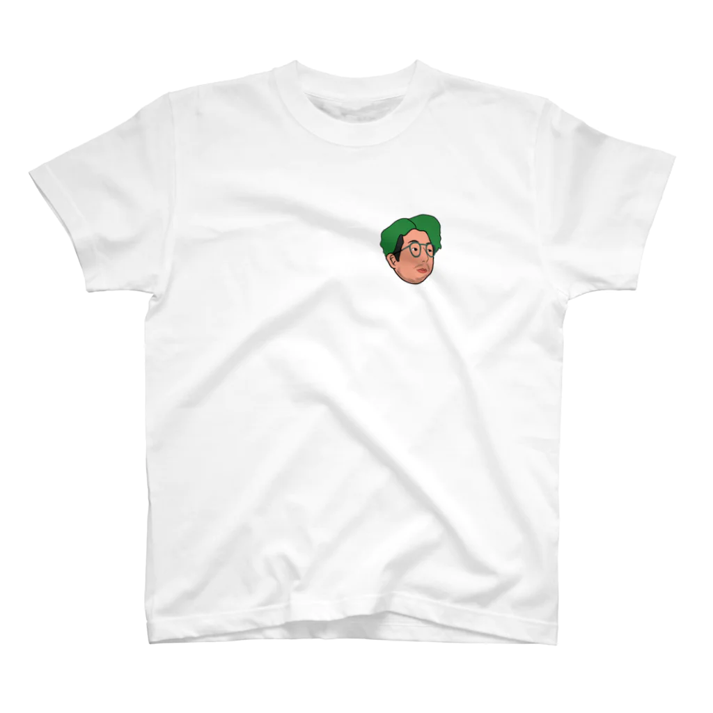 シロちゃんのグッズで小銭稼ぎの巻のシロの似顔絵(緑鮮やかver) スタンダードTシャツ