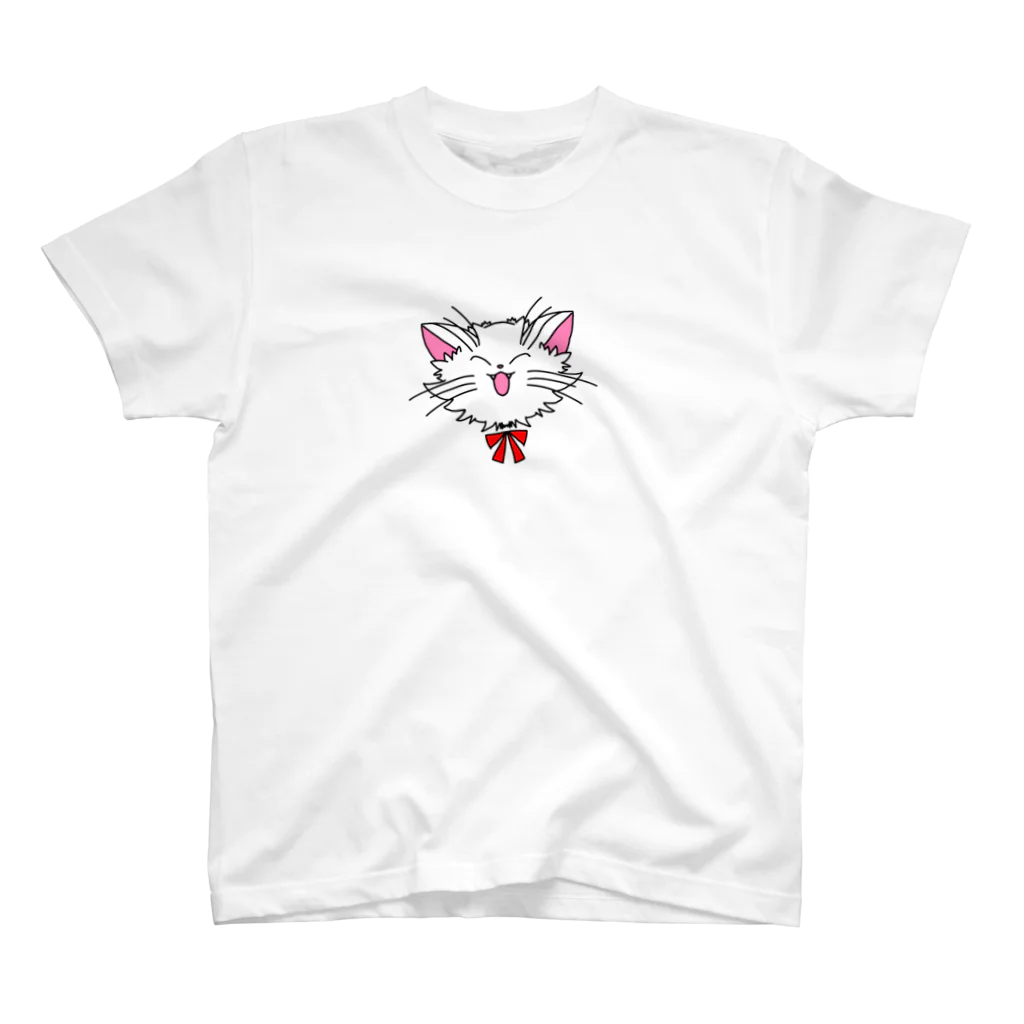 ねこねこうおの元気な白猫ちゃん スタンダードTシャツ