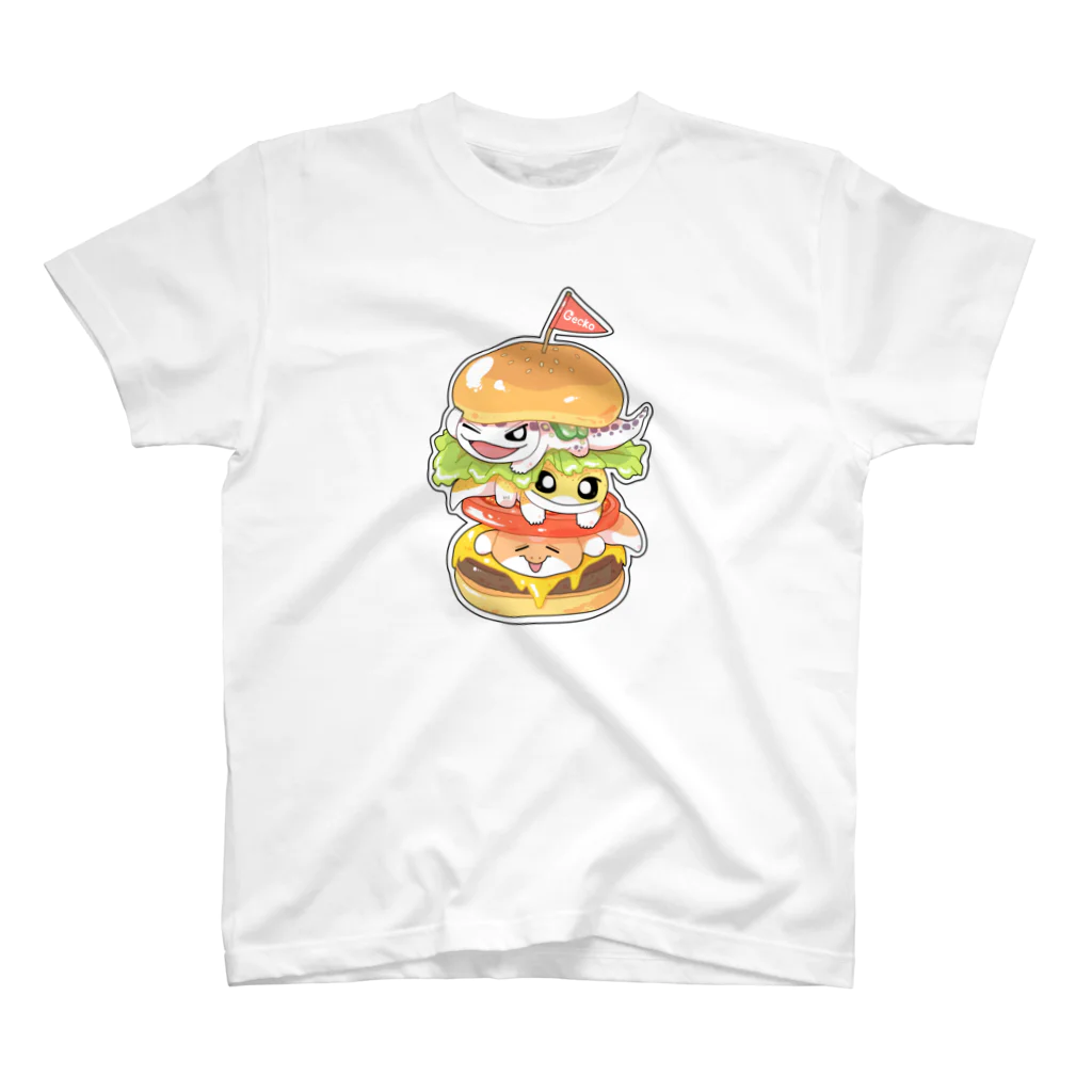 レオパとニシアフのケニーレインローズのレオパニシアフハンバーガー スタンダードTシャツ