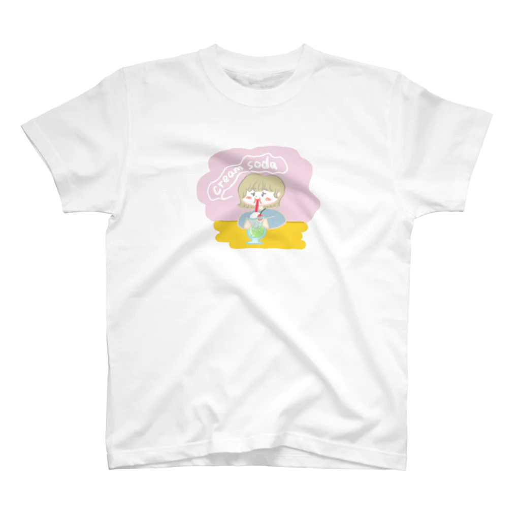 ぼんじりの雑貨やさんのクリームソーダ飲み子ちゃん🍨 Regular Fit T-Shirt