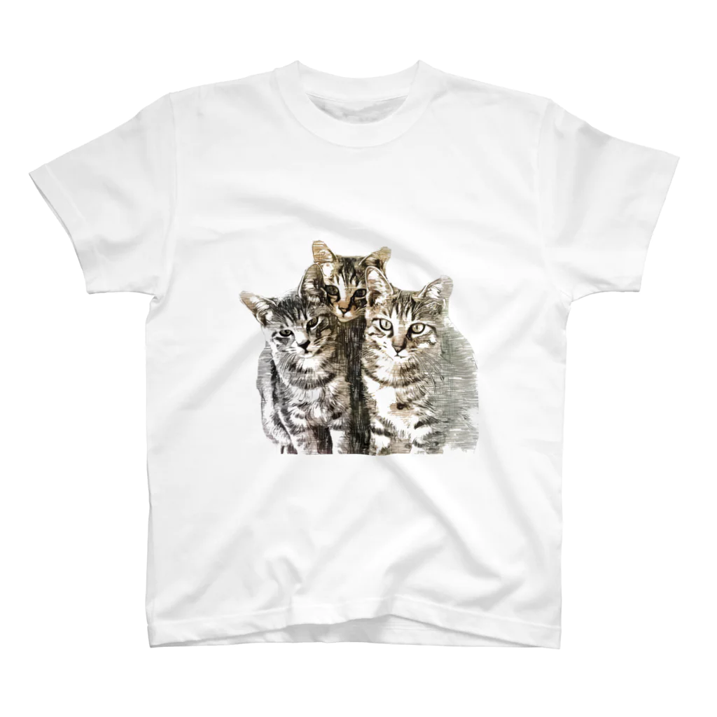 saraの猫 仲良し三兄弟 Regular Fit T-Shirt