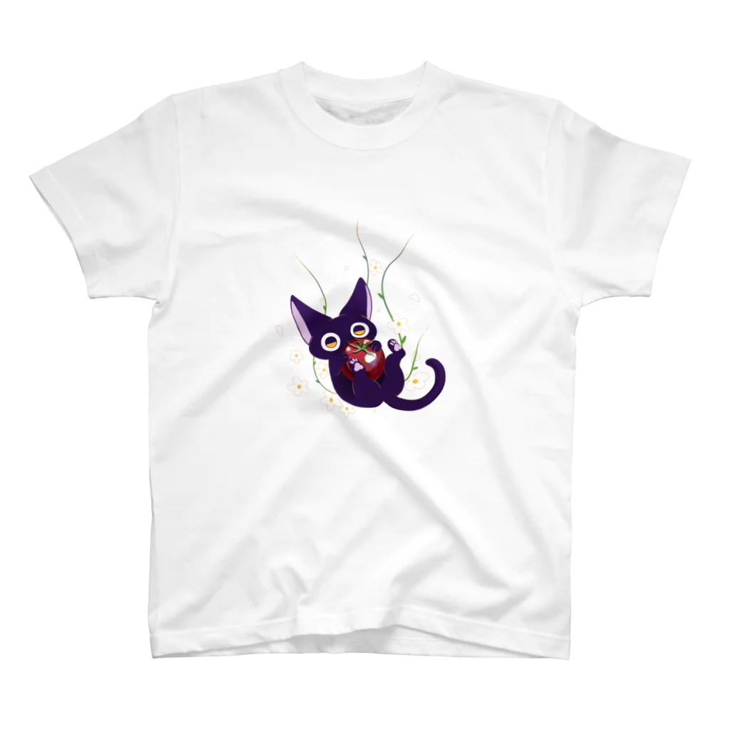 和柄屋 黒猫の黒猫トマト スタンダードTシャツ