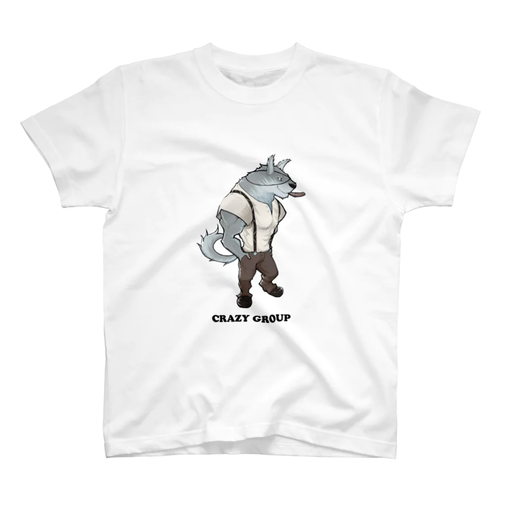 CRAZY GROUPのWOLFくん半袖Tシャツ（背面あり） スタンダードTシャツ