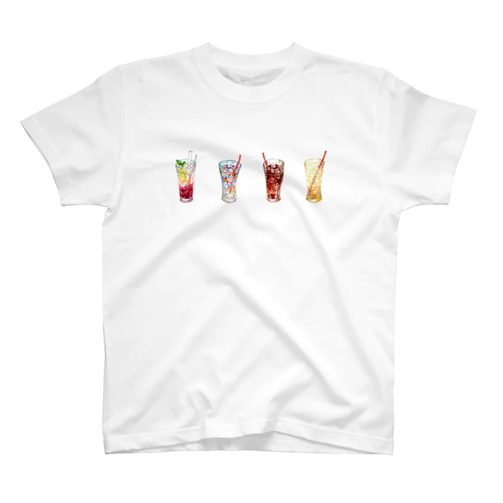 志瓜のSUZURIの4杯のグラスドリンク スタンダードTシャツ