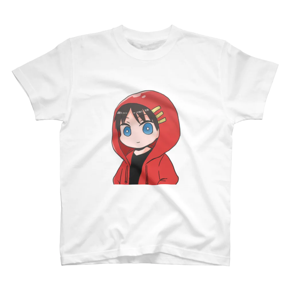 しゃけ('-' 鮭)зの赤色パーカーくん スタンダードTシャツ