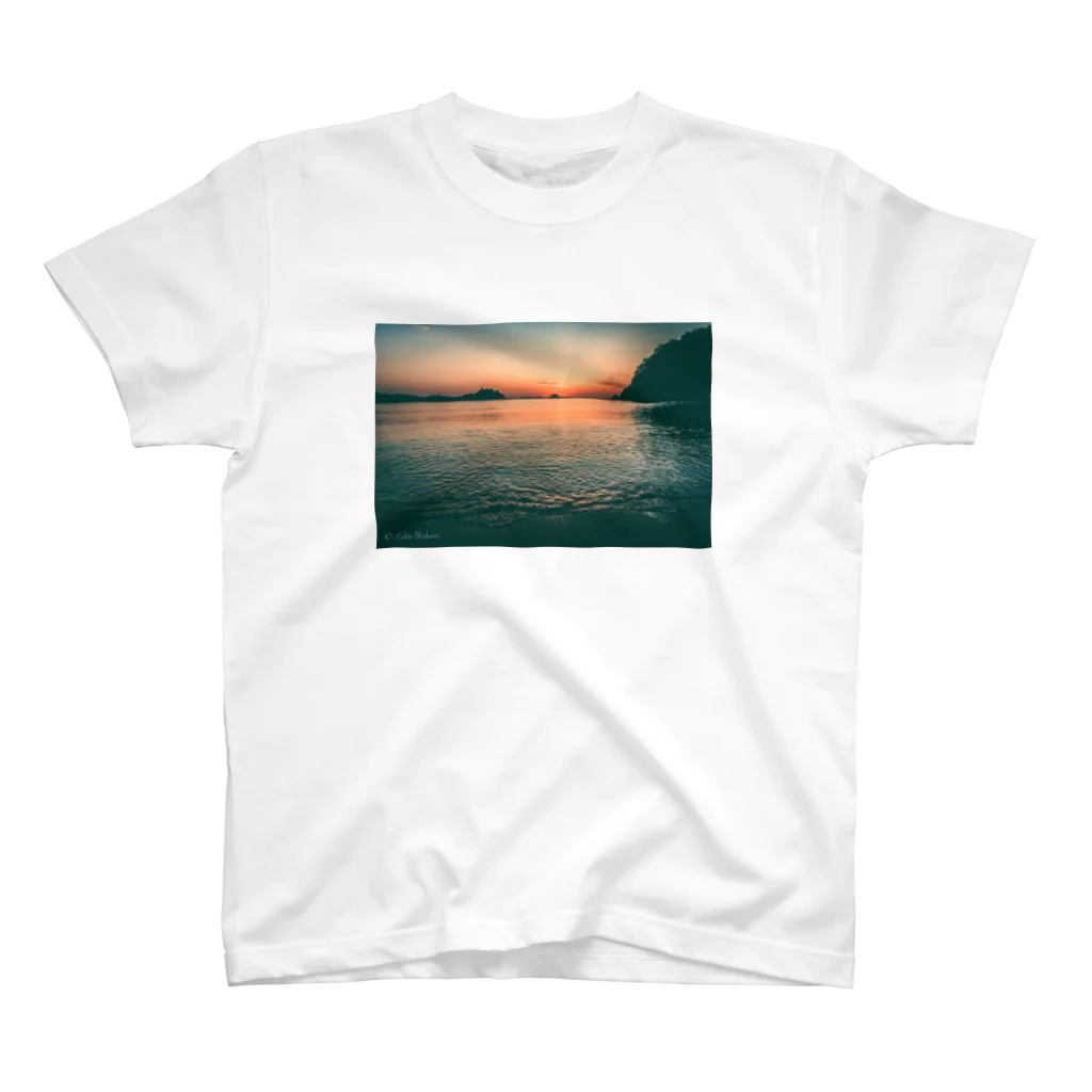 ウラカミコウタの鴨池海岸の夕日 Regular Fit T-Shirt