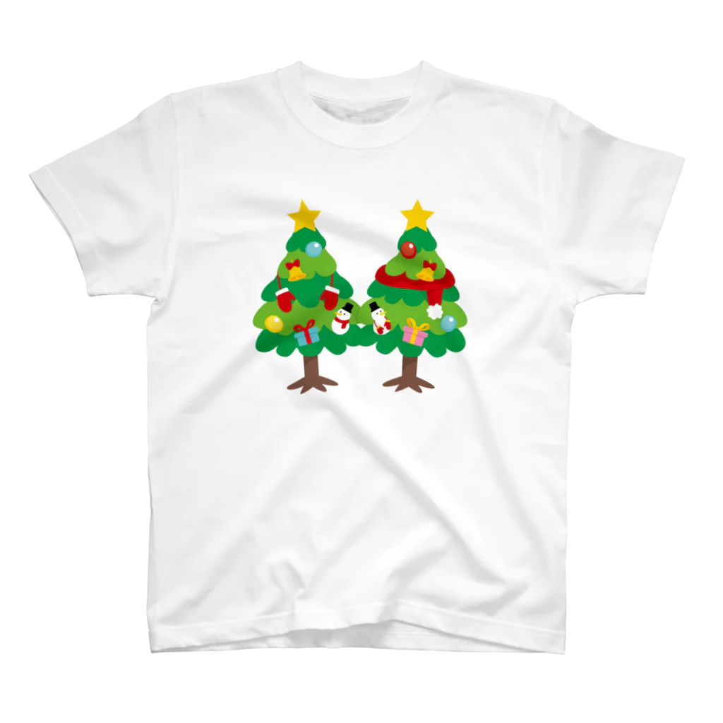 イラスト MONYAAT の林さんのクリスマスA クリスマスツリー スタンダードTシャツ