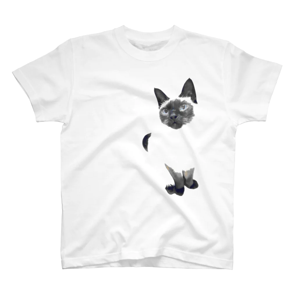 うみ屋のシャム猫風猫のうみイラストタッチ-ボディー透過1 Regular Fit T-Shirt