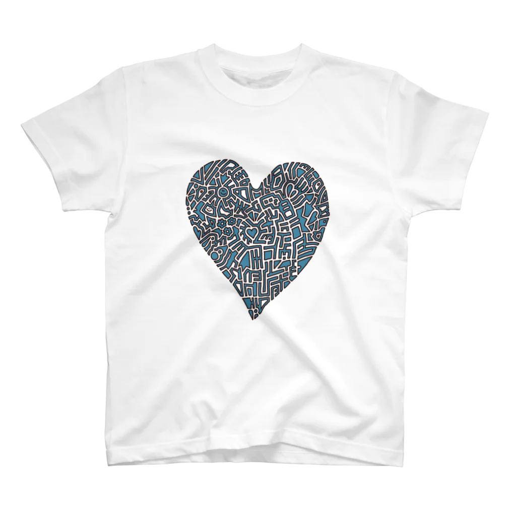 rumaruのBlue  heart Regular Fit T-Shirt