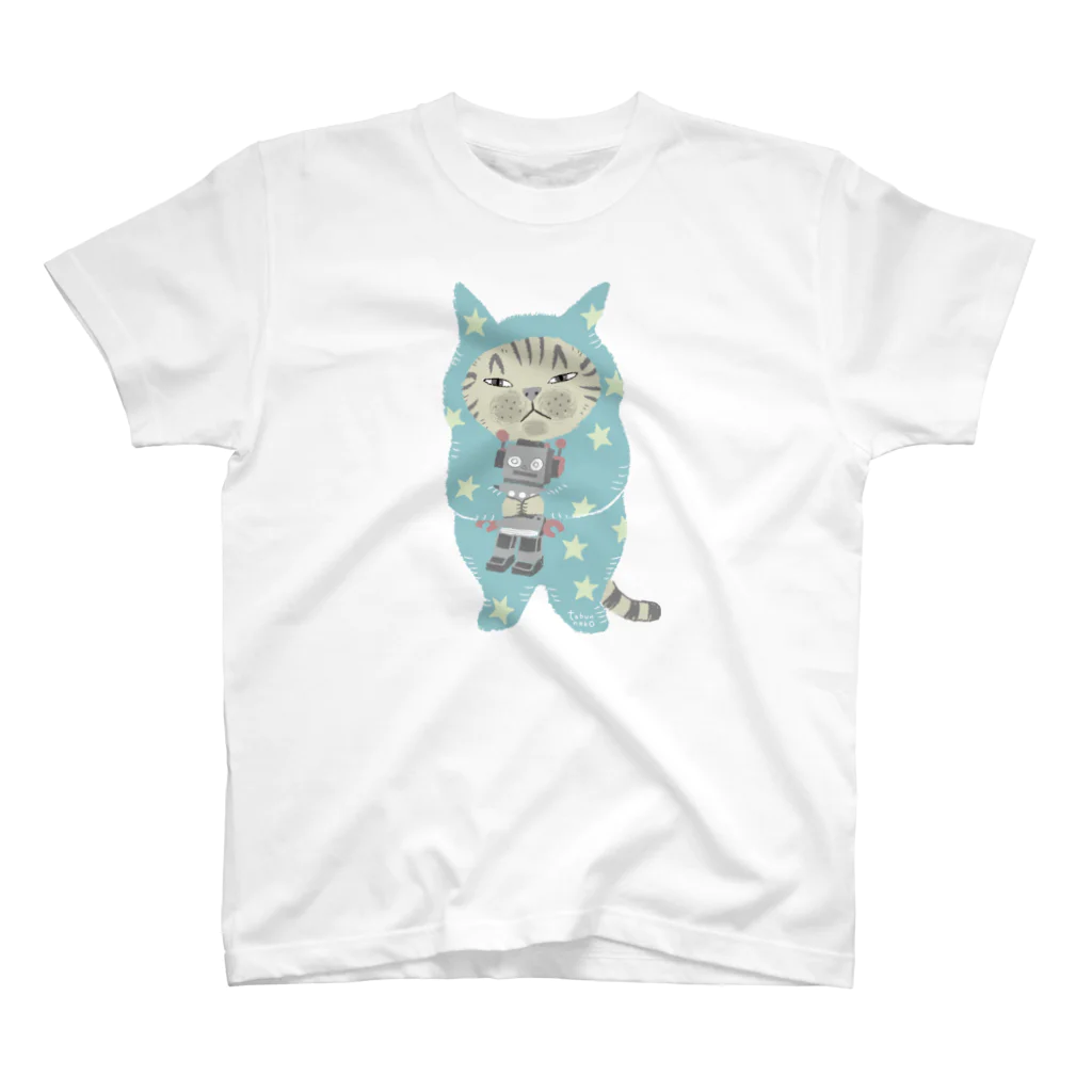 多分ねこのロボットをぎゅっ(ターコイズ) Regular Fit T-Shirt