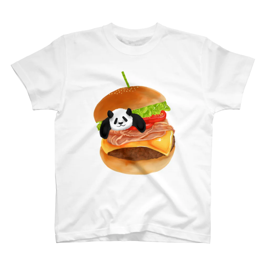 ROMのパンダとハンバーガー スタンダードTシャツ