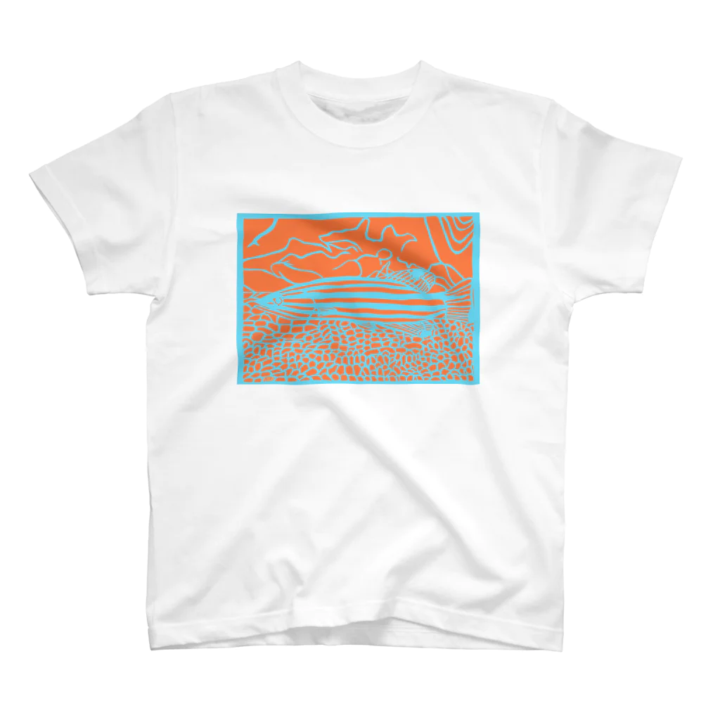 サカナオのオレンジストライプバスレット　切り絵 スタンダードTシャツ