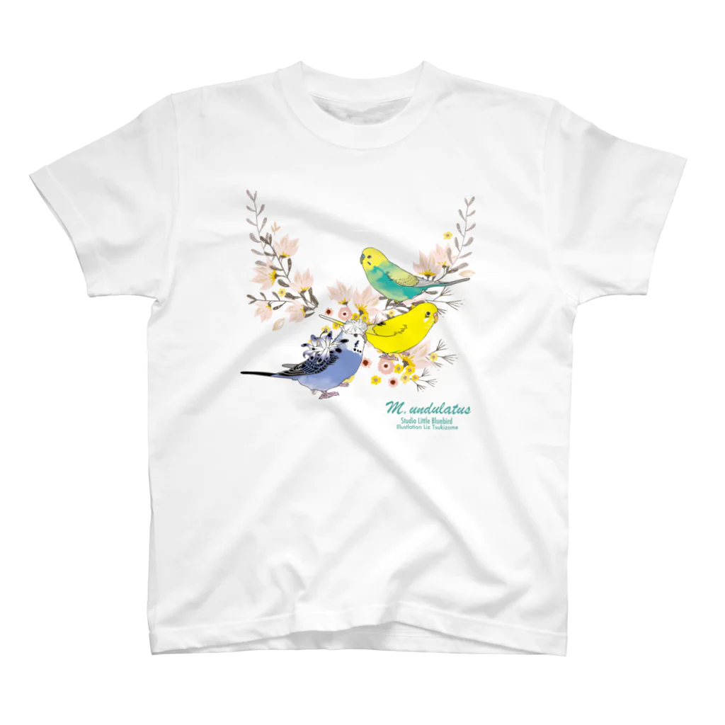 リズさんち🦜👶✨のFlowersセキセイちゃんず スタンダードTシャツ