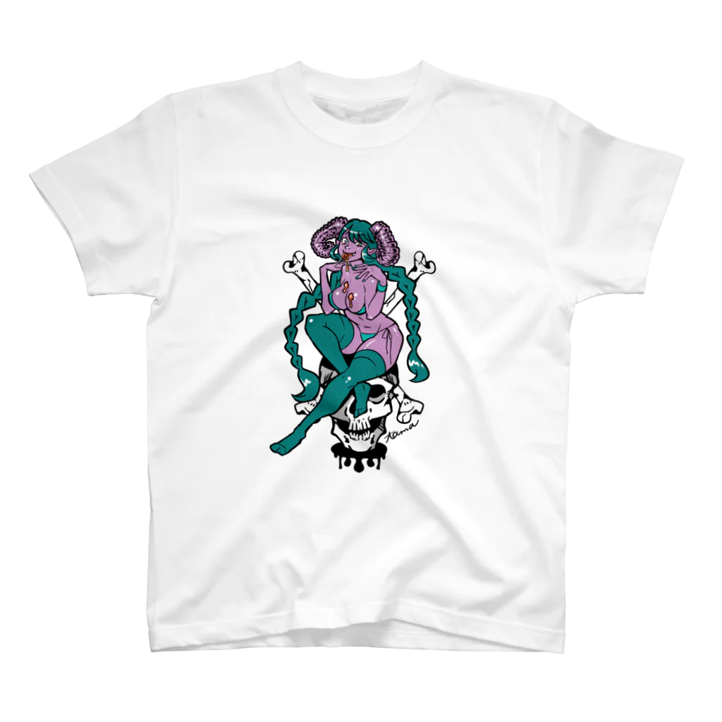 tama.llustrationのロックT ROCK'N PUNK - 悪魔ちゃん  SKULL スタンダードTシャツ