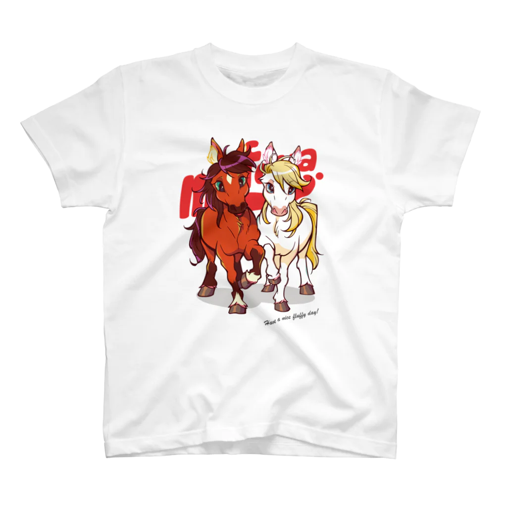 mofuwaのPONY FRIENDS(white) スタンダードTシャツ