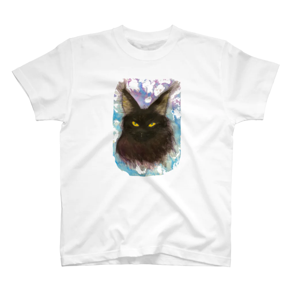 Crazy❤︎for Maincoon 猫🐈‍⬛Love メインクーンに夢中のメインクーン🐾ブラックソリッド Regular Fit T-Shirt