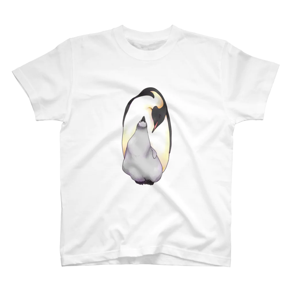 人鳥舎のエンペラーペンギンの親子 スタンダードTシャツ