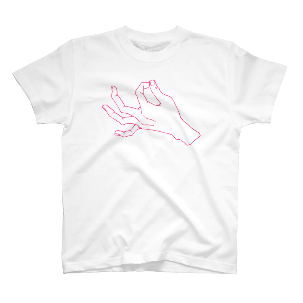 hand and yellowのZIP＿ピンク線爪透過 スタンダードTシャツ