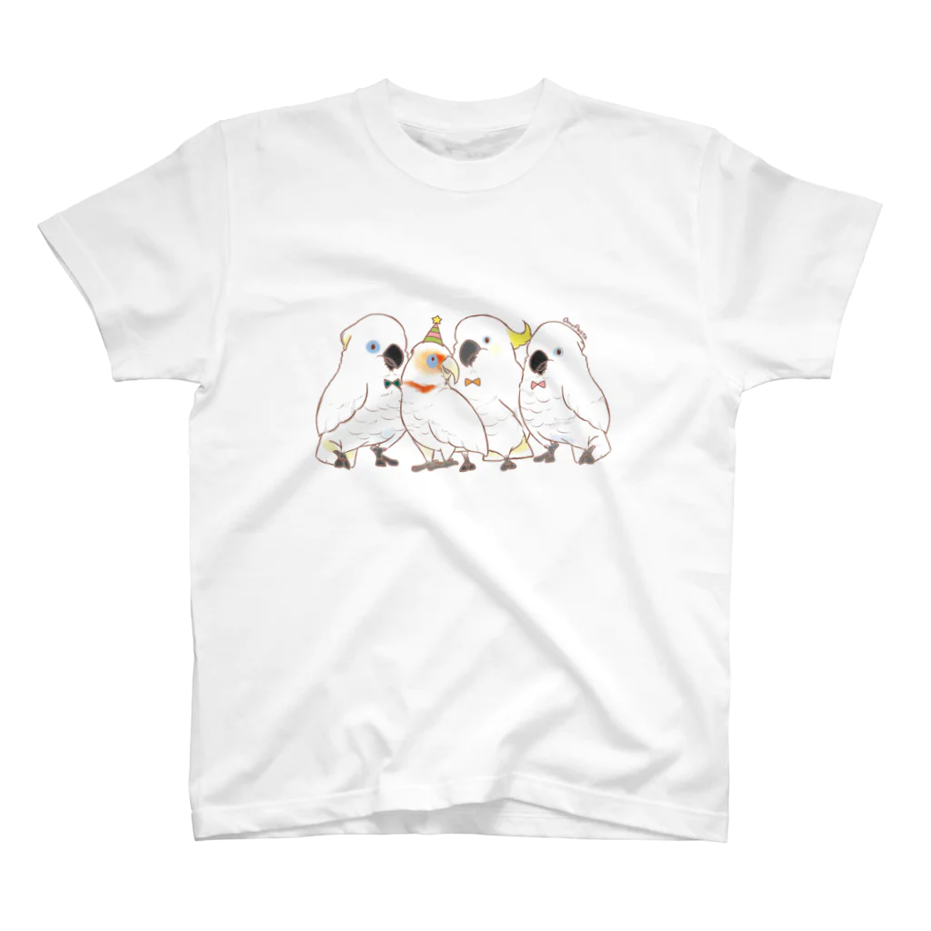 OmuPastaの白色オウム、集合！ スタンダードTシャツ