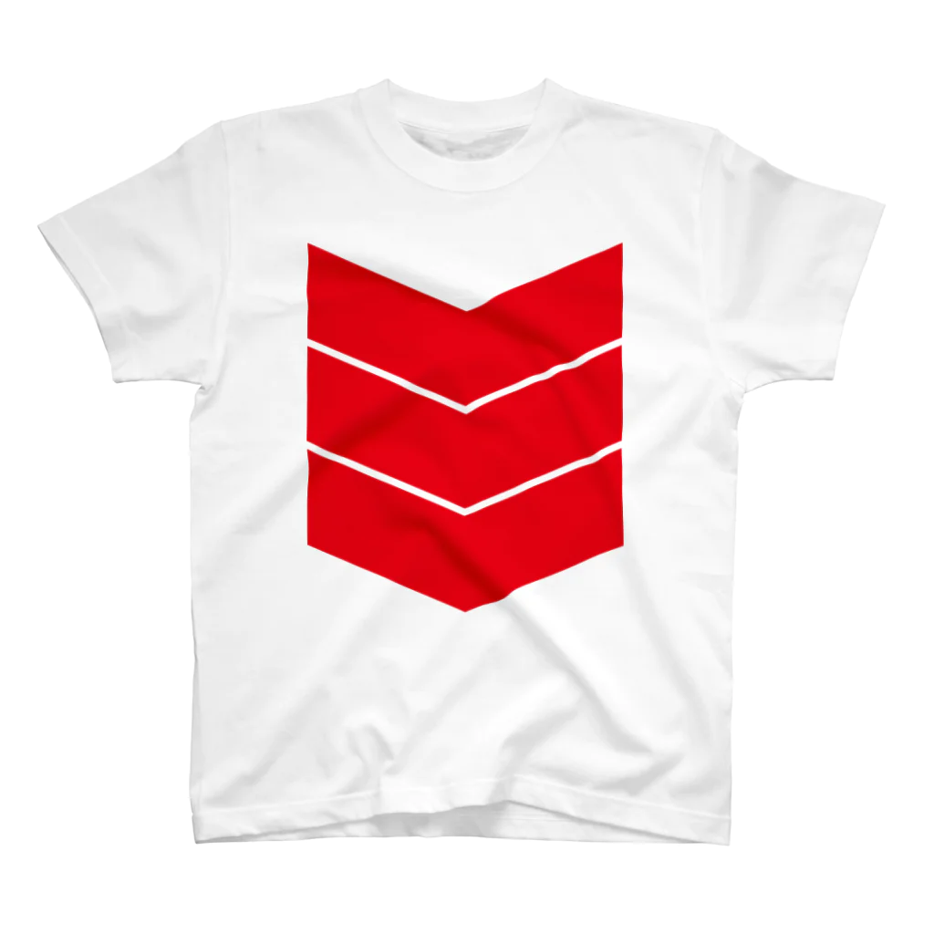 Plastic-Earthの3LINE"RED" スタンダードTシャツ