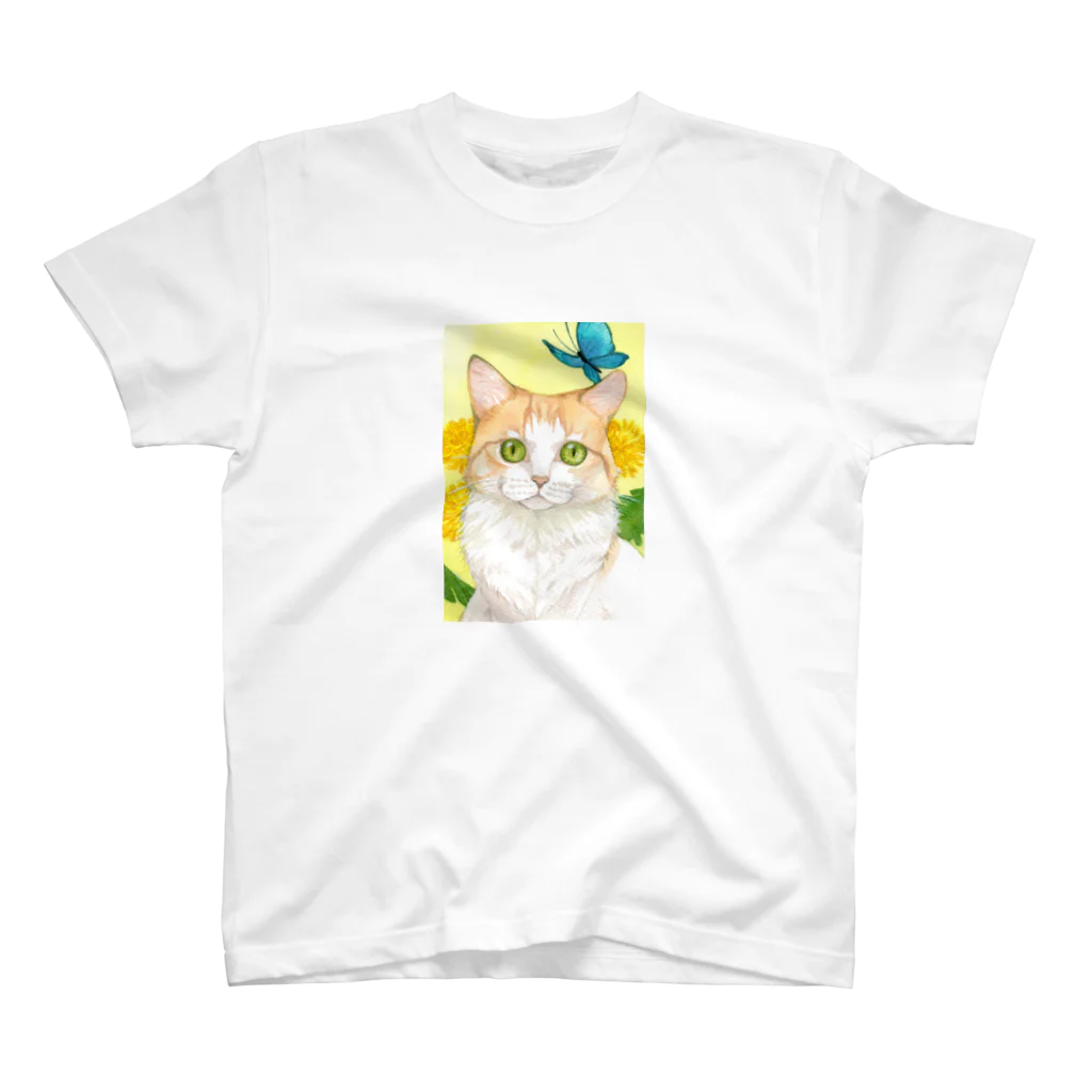 Miaws Shopのタンポポと白茶猫 Regular Fit T-Shirt