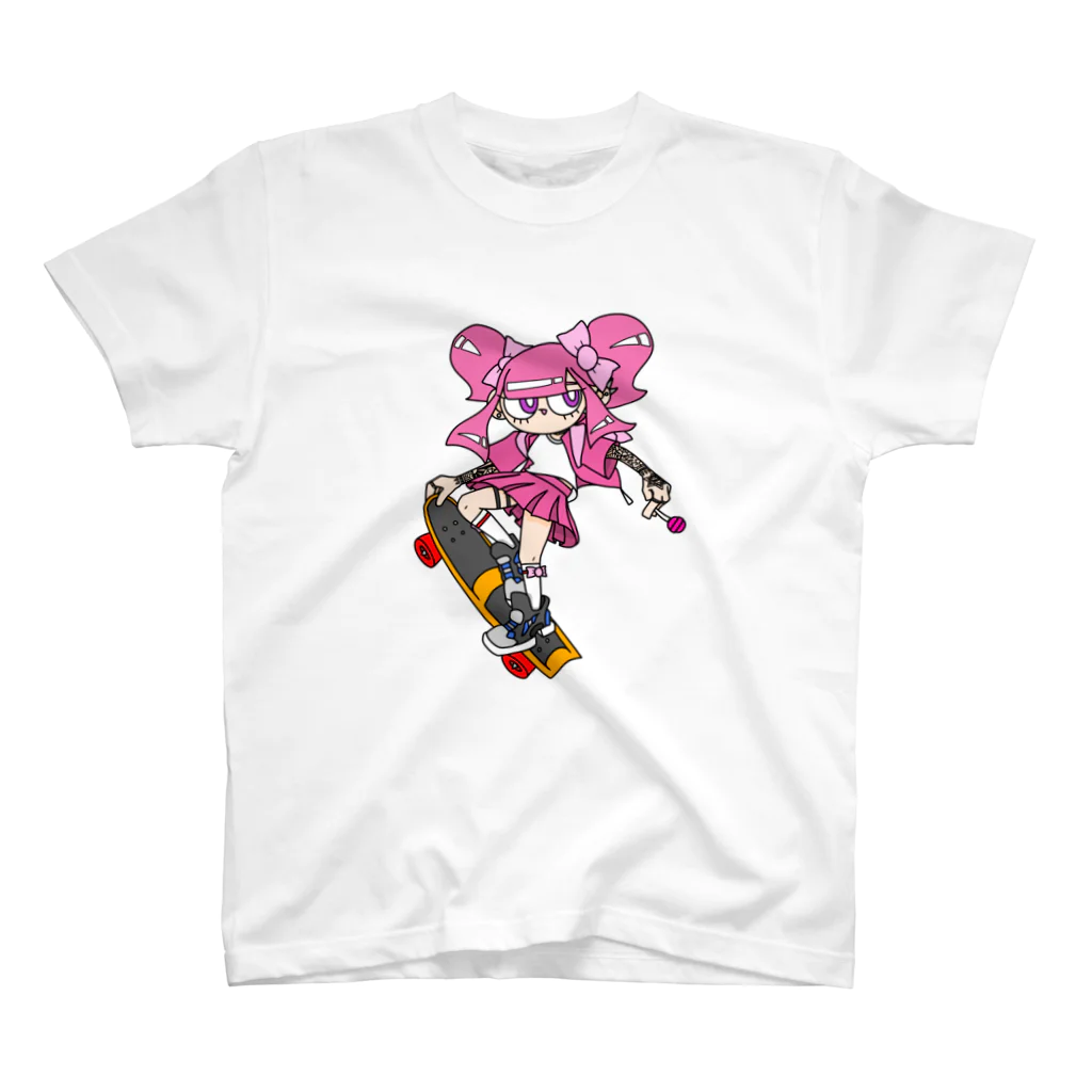 NerdCatHoodiesのNerdCatHoodies SK8 girl 5 スタンダードTシャツ