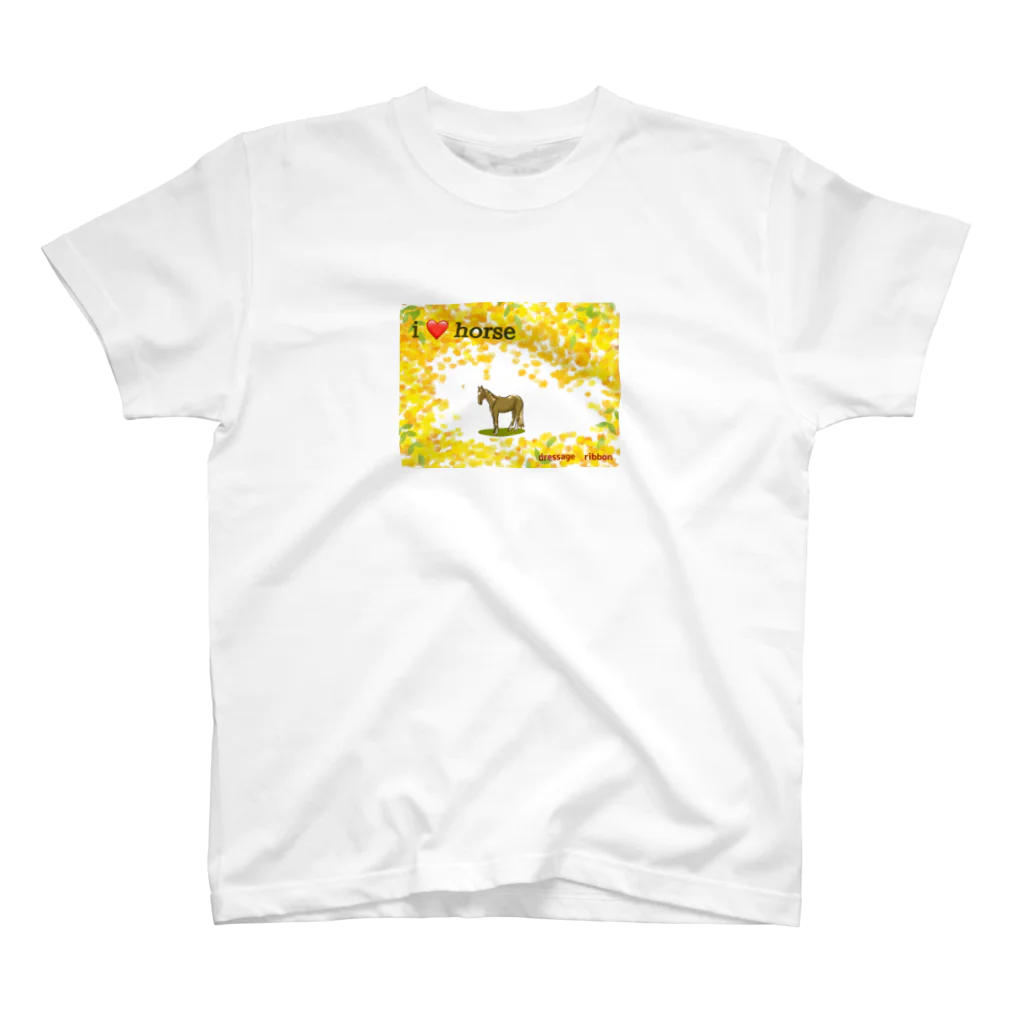 dressage ribbonのミモザ horse Regular Fit T-Shirt