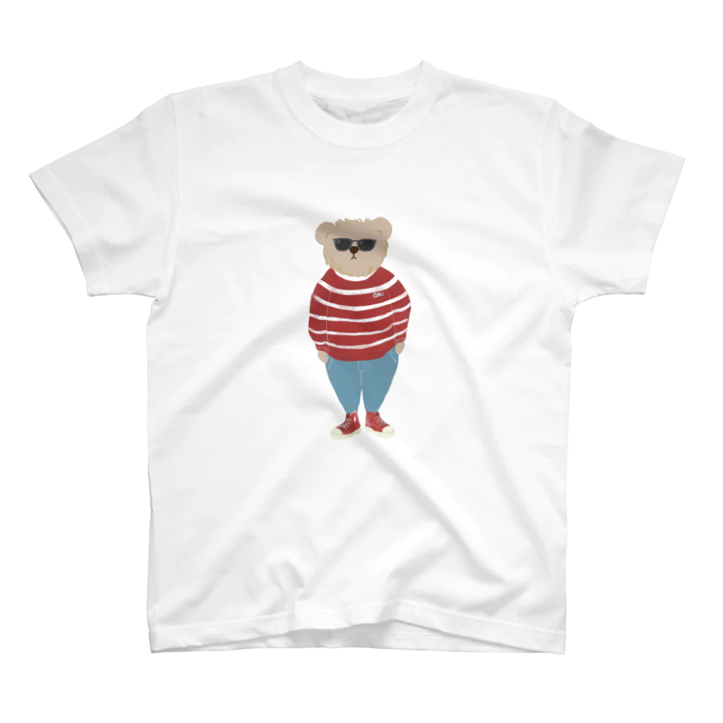 papiko くまさんの洋服を着てお出かけするクマさん　あか　シンプル Regular Fit T-Shirt