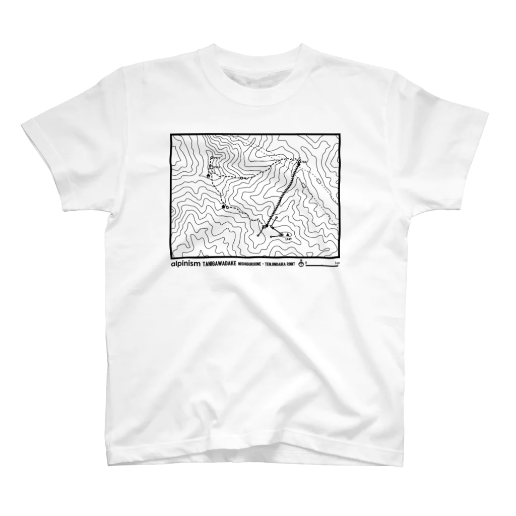 loveapplefactoryのalpinism tanigawadake nishiguroone-tenjindaira root black color スタンダードTシャツ