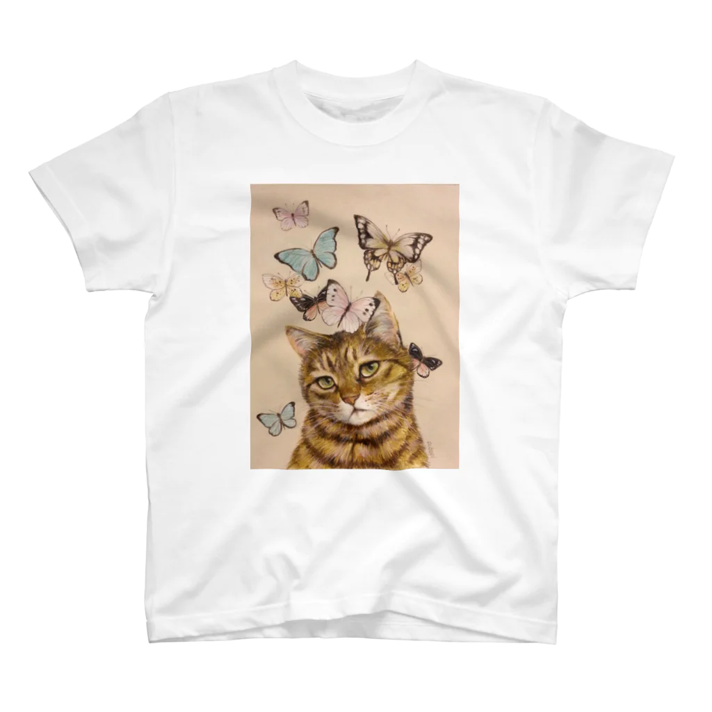 おちょぴの猫に蝶 スタンダードTシャツ