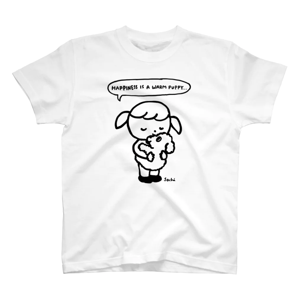 天明幸子　SUZURI  オフィシャルショップの『しあわせはあたたかい子犬』 Regular Fit T-Shirt