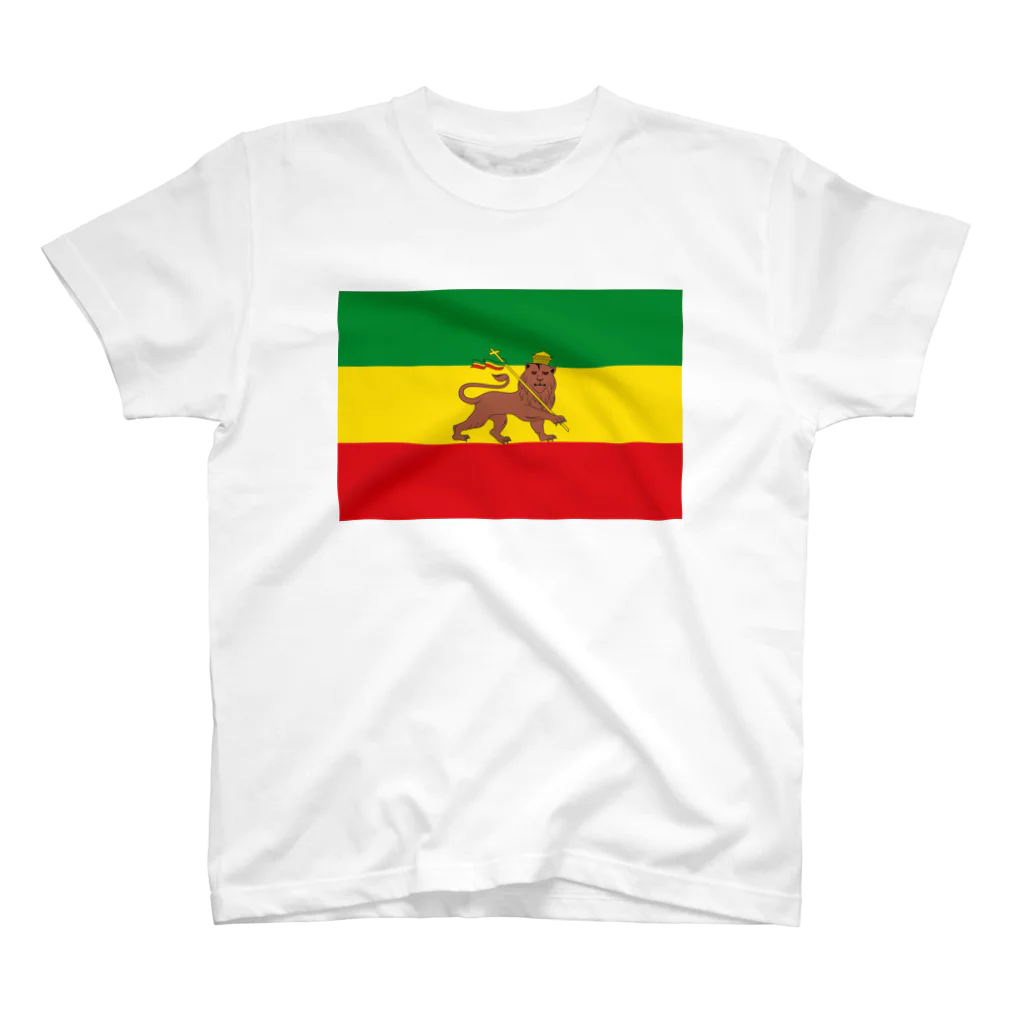 DRIPPEDのRASTAFARI LION FLAG-エチオピア帝国の国旗- Tシャツ Regular Fit T-Shirt