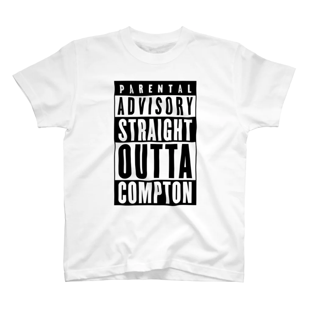 DRIPPEDのPARENTAL ADVISORY STRAIGHT OUTTA COMPTON-ペアレンタル・アドバイザリー・ストレイト・アウタ・コンプトン- ボックスロゴ Regular Fit T-Shirt