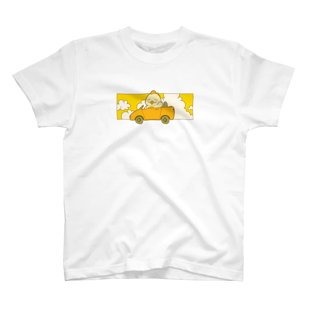 ぽやいのゆるキャラストアの恐竜のニヤちゃん　黄色の空シリーズ Regular Fit T-Shirt