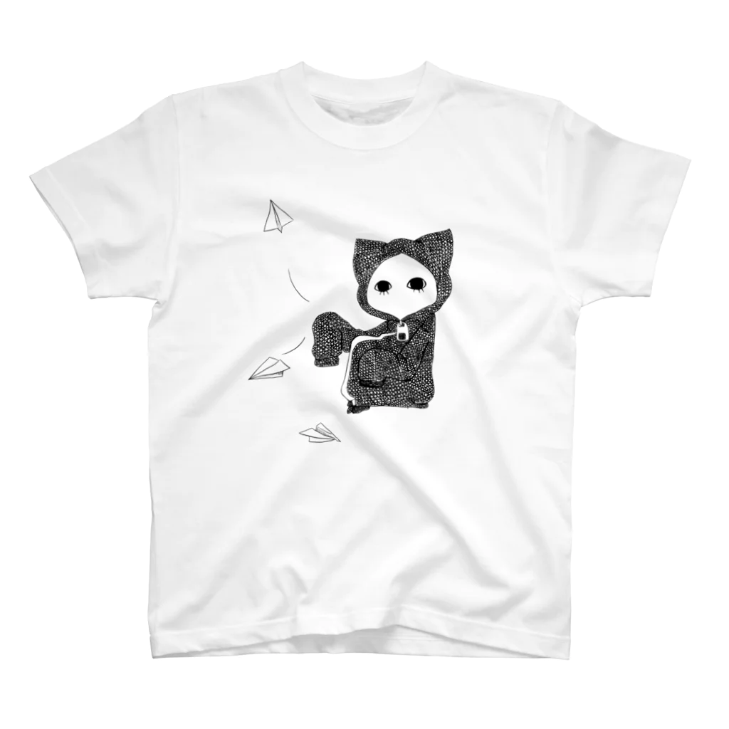 桃原の紙飛行機キズねこ Regular Fit T-Shirt