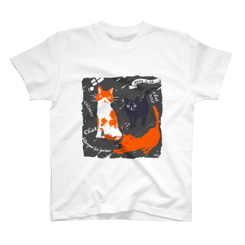 PortemineBooksのLes trois chats  スタンダードTシャツ