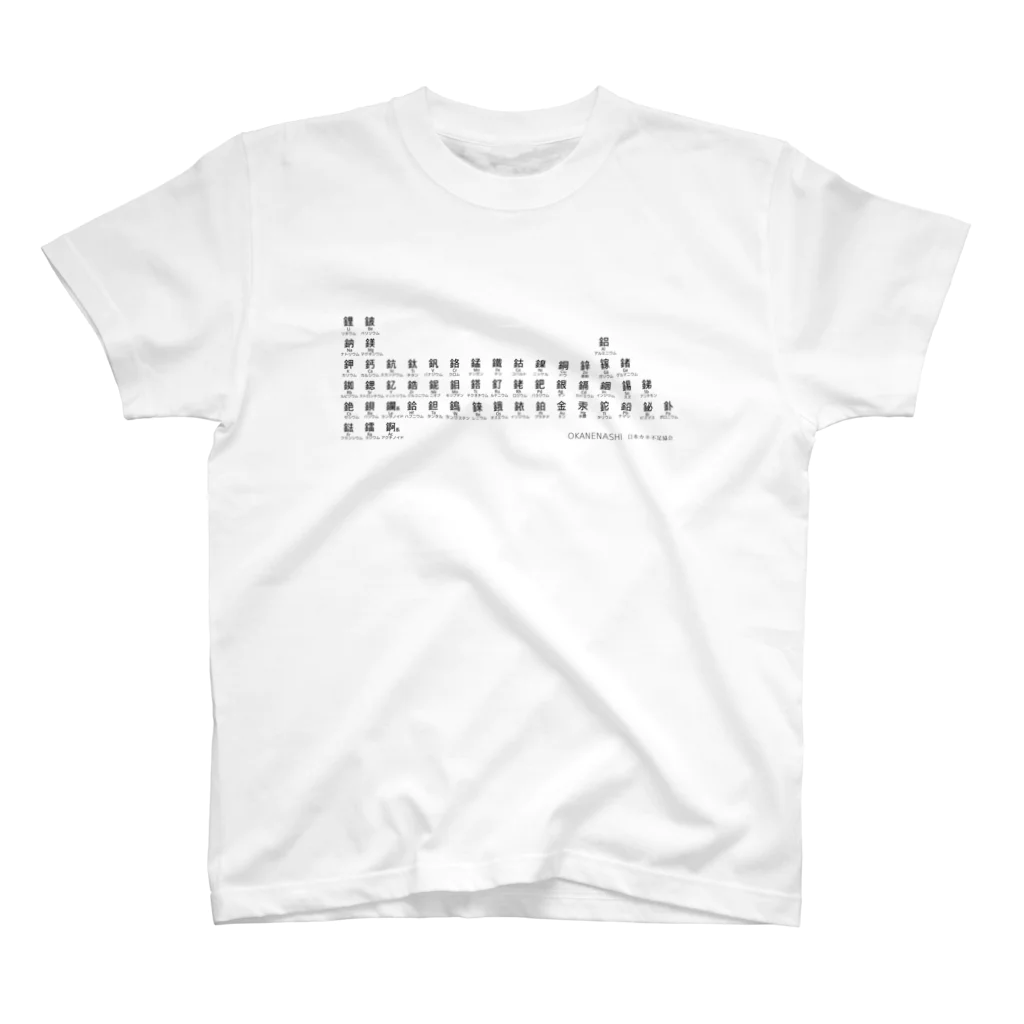 日本カネ不足協会の元素の漢字[金属] スタンダードTシャツ