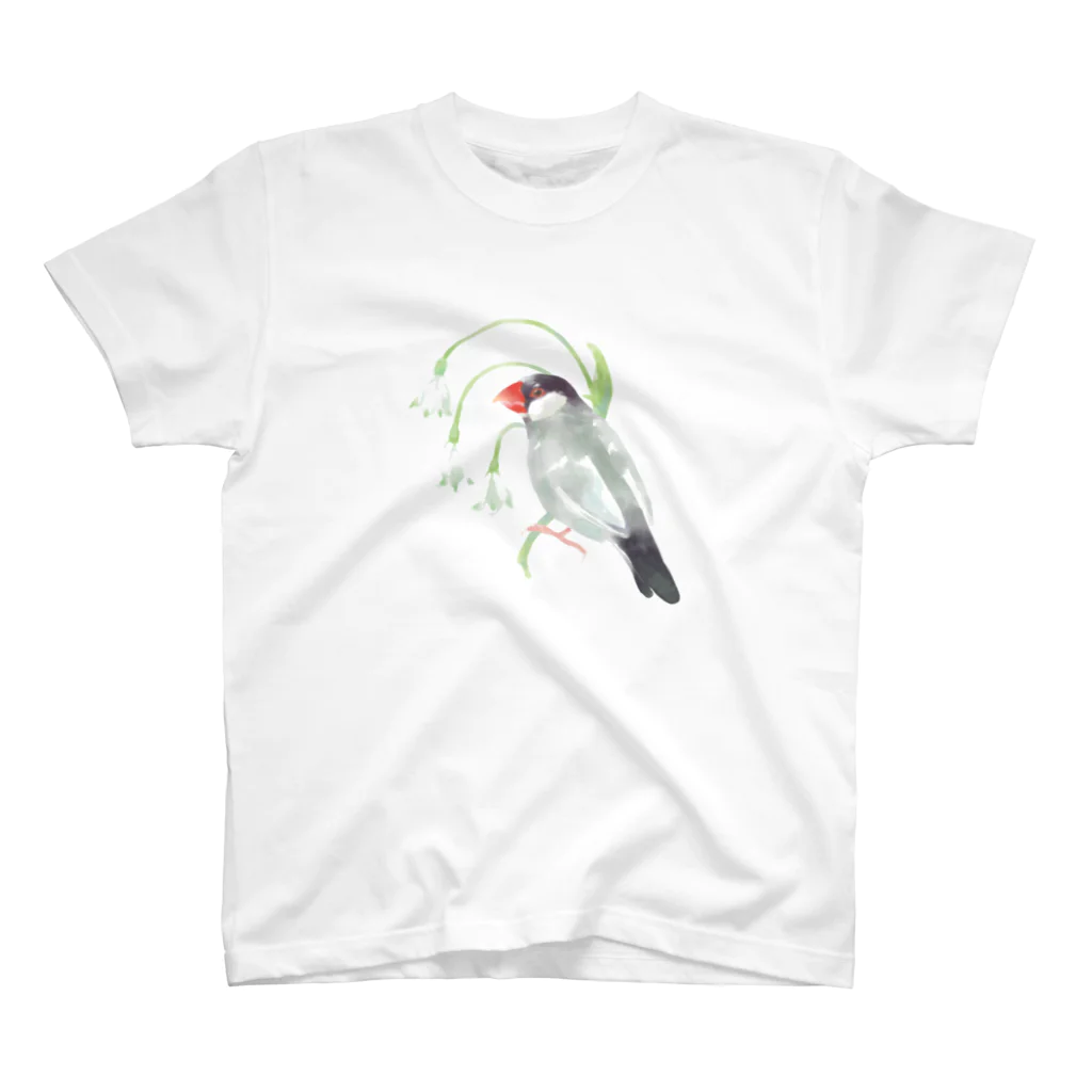 kadoBIRDの文鳥とスノーフレーク スタンダードTシャツ