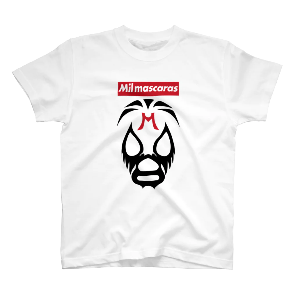 DRIPPEDのMIL MASCARAS-ミル・マスカラス-赤ボックスロゴ スタンダードTシャツ