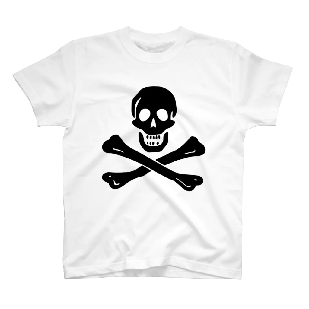 DRIPPEDの海賊旗スカル-Jolly Roger サミュエル・ベラミーの海賊旗-黒ロゴ スタンダードTシャツ