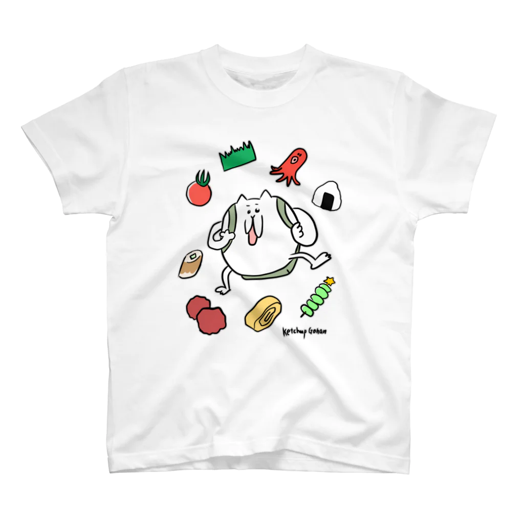 けちゃっぷごはんのお店のピクニック猫さん Regular Fit T-Shirt