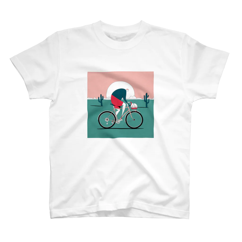 rinkoba_shopの砂漠を旅する自転車のTシャツ 티셔츠