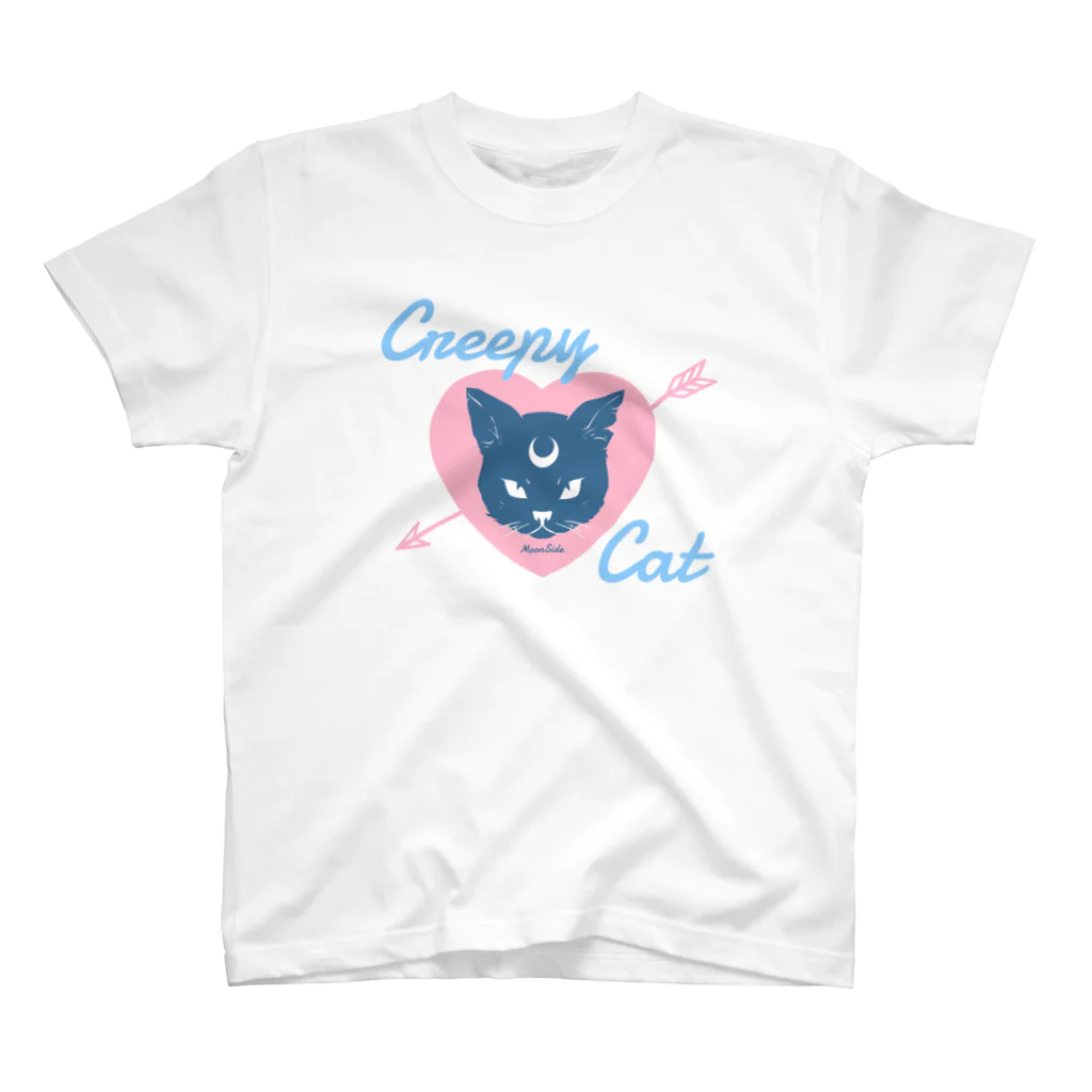 IENITY　/　MOON SIDEの【MOON SIDE】 Creepy Cat #Pink*Blue Regular Fit T-Shirt