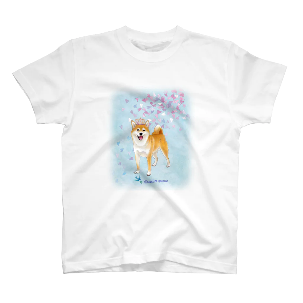 Atelier-Queueの柴犬（花吹雪と王冠） Regular Fit T-Shirt